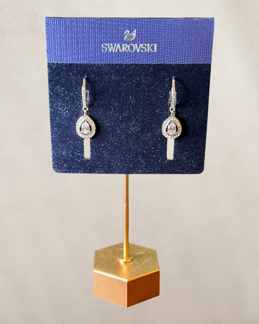 Sterling Silver Swarovski Dangle Earrings New Old Stock with Tags