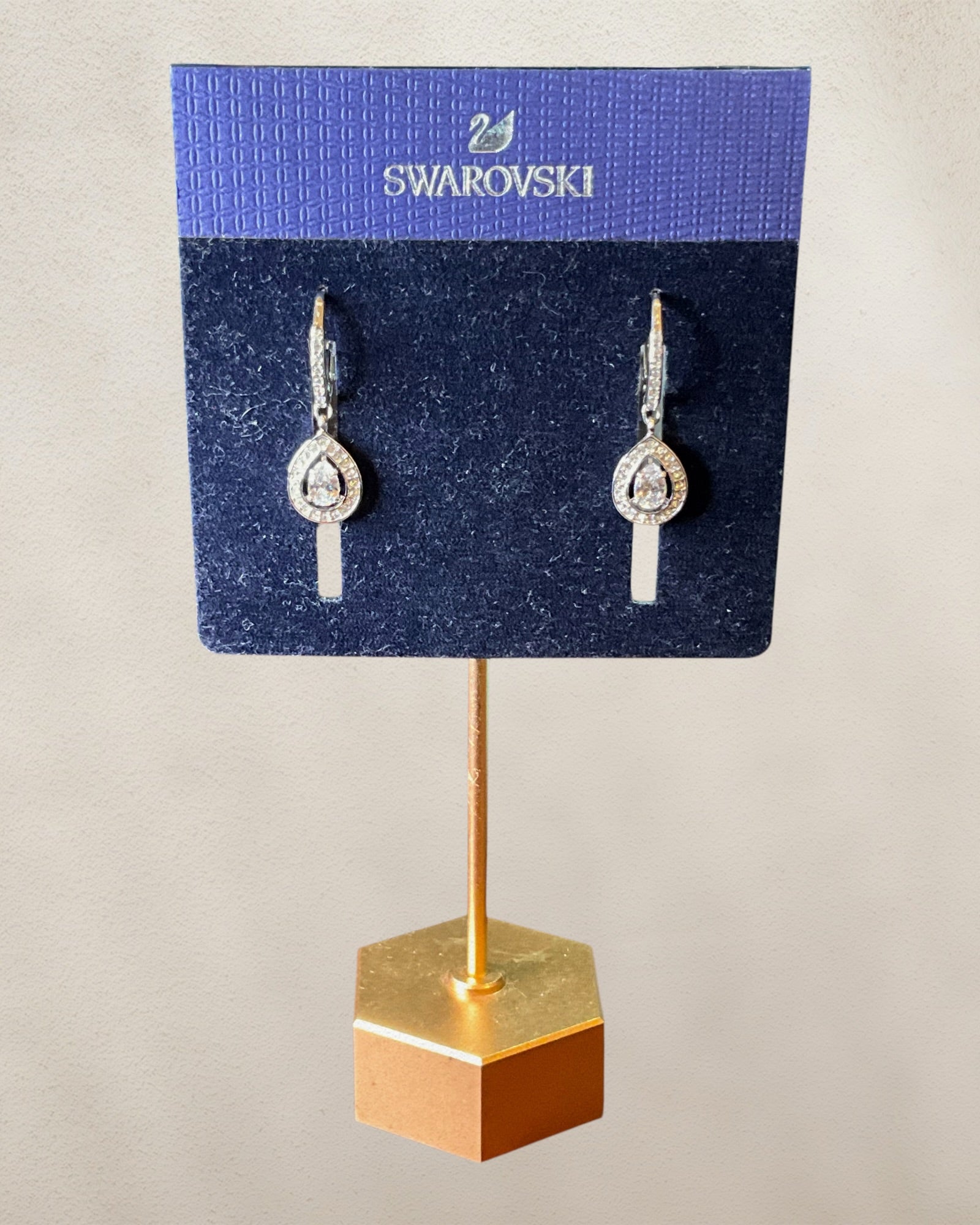 Sterling Silver Swarovski Dangle Earrings New Old Stock with Tags