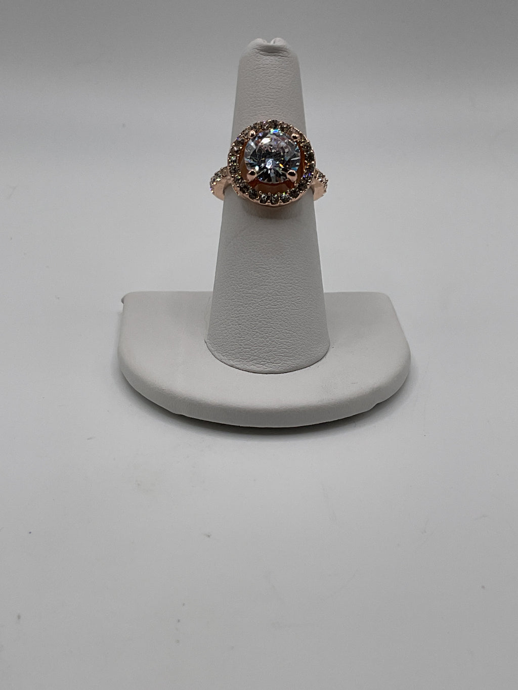 Rose Gold Halo Statement Ring with CZ Accents - Estate Sale (Great Condition)