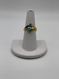 Vintage Style Marquise Blue Stone Ring in Gold Tone - Estate Sale (Great Condition)