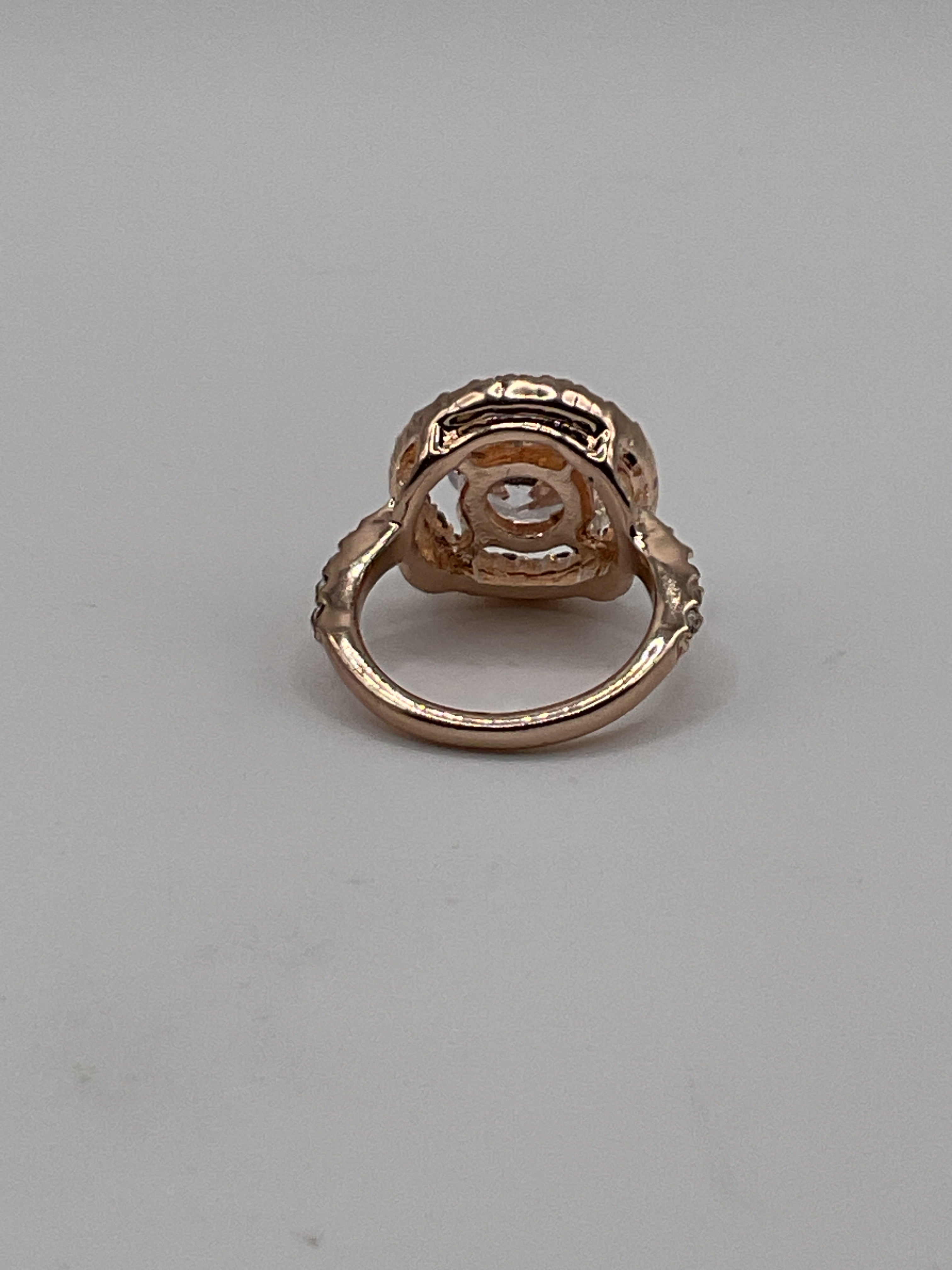 Rose Gold Halo Statement Ring with CZ Accents - Estate Sale (Great Condition)