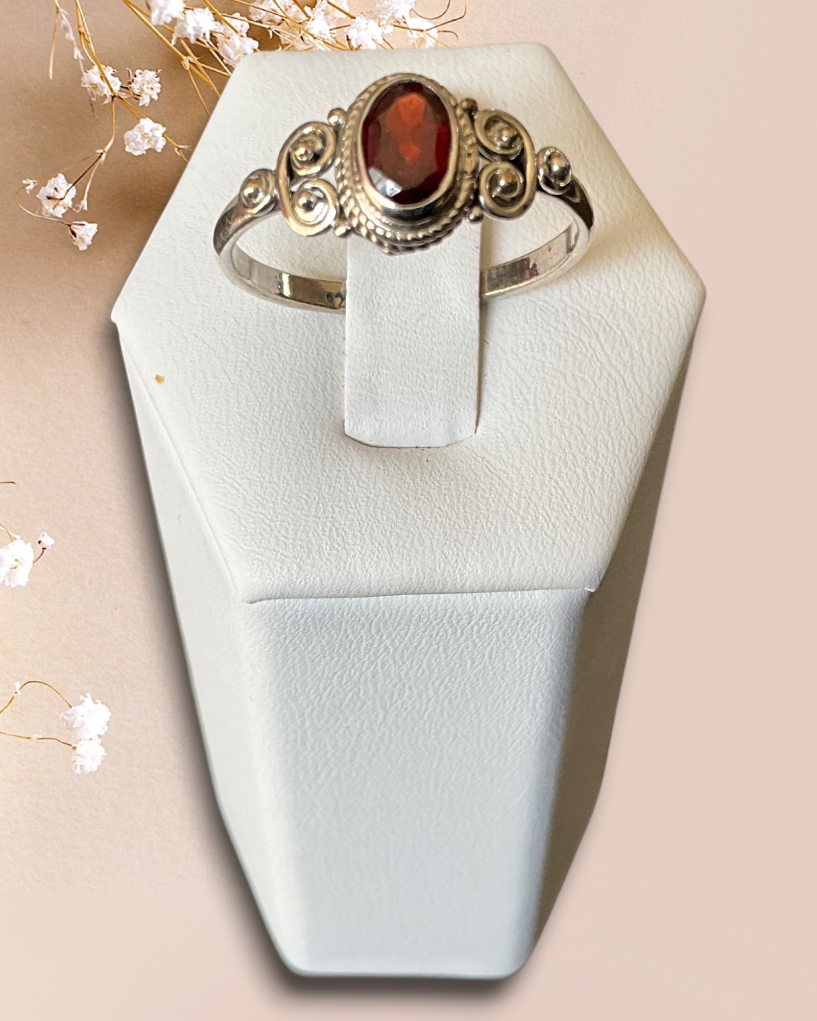 Bling Collection - Garnet Gemstone Ring (Sterling)