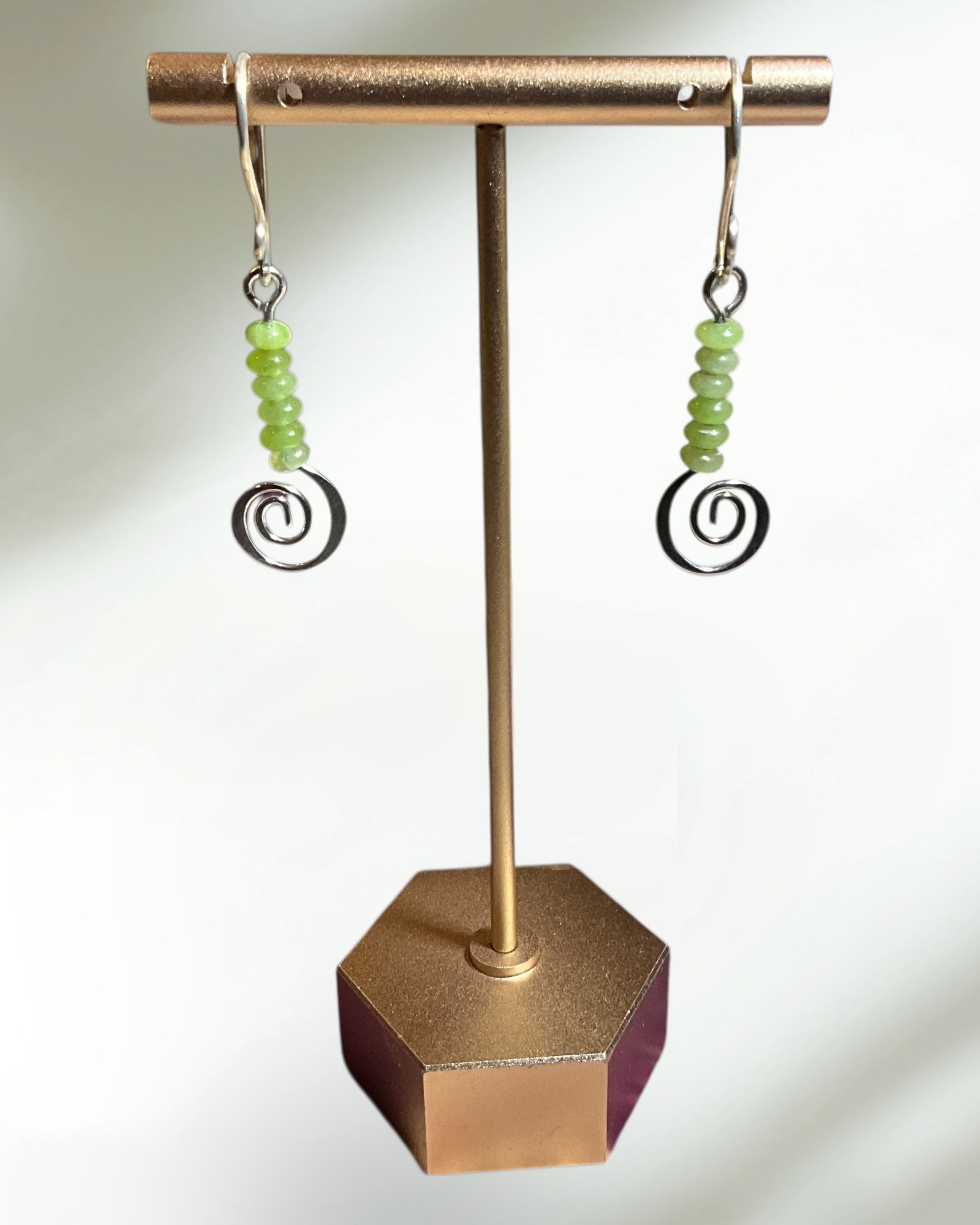 Green Glass Casual Earrings