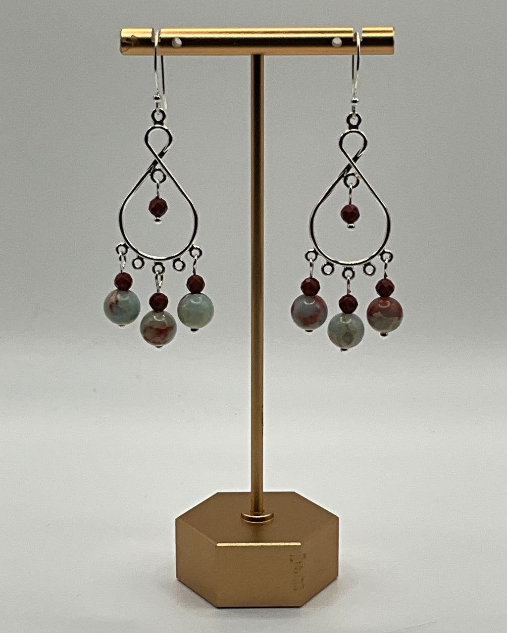 Red Orbicular Jasper Casual Earrings