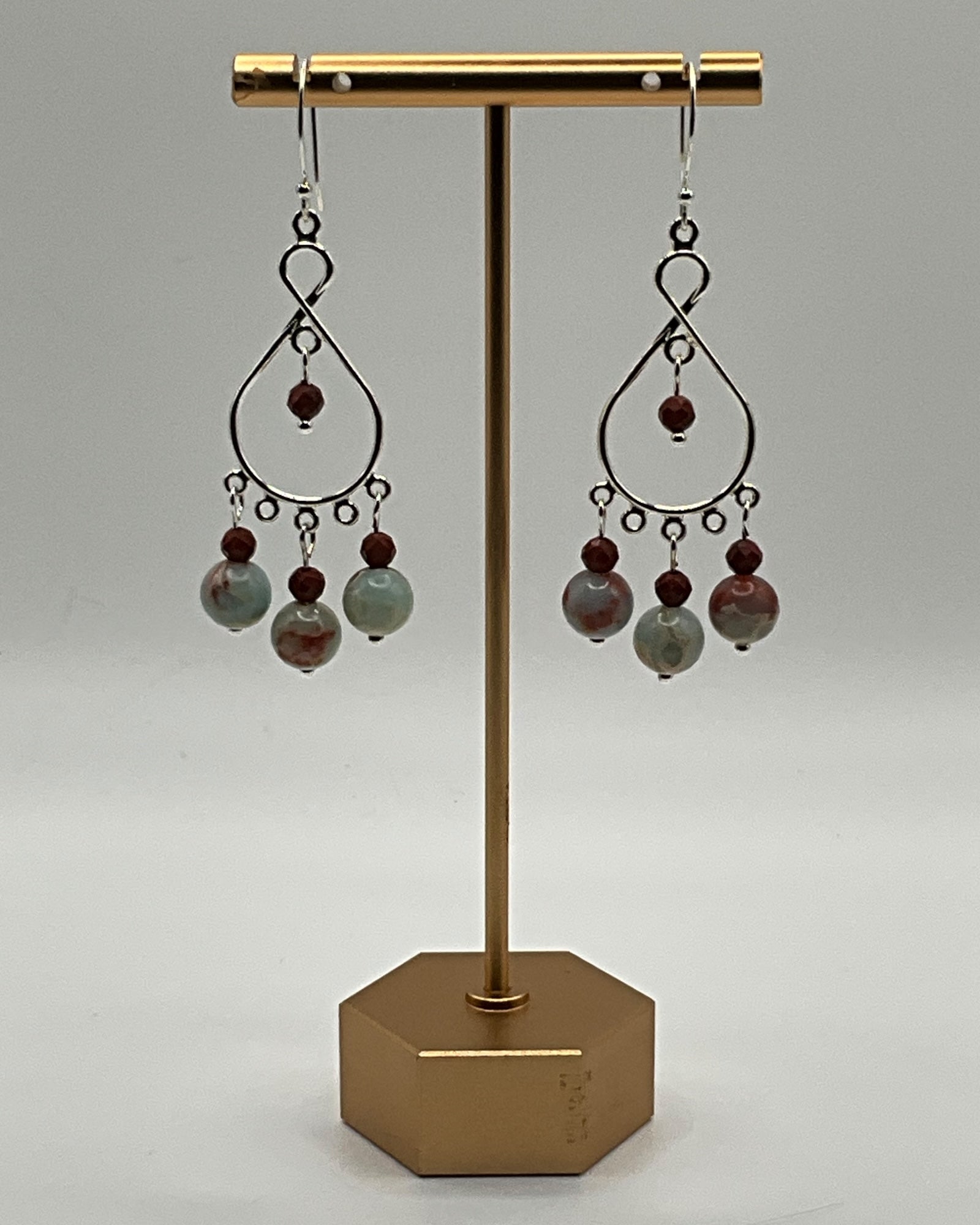 Red Orbicular Jasper Casual Earrings