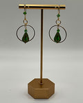 Green Czech Glass Hoop Casual Earrings