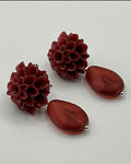 Resin Dahlia & Burgundy Glass Casual Earrings