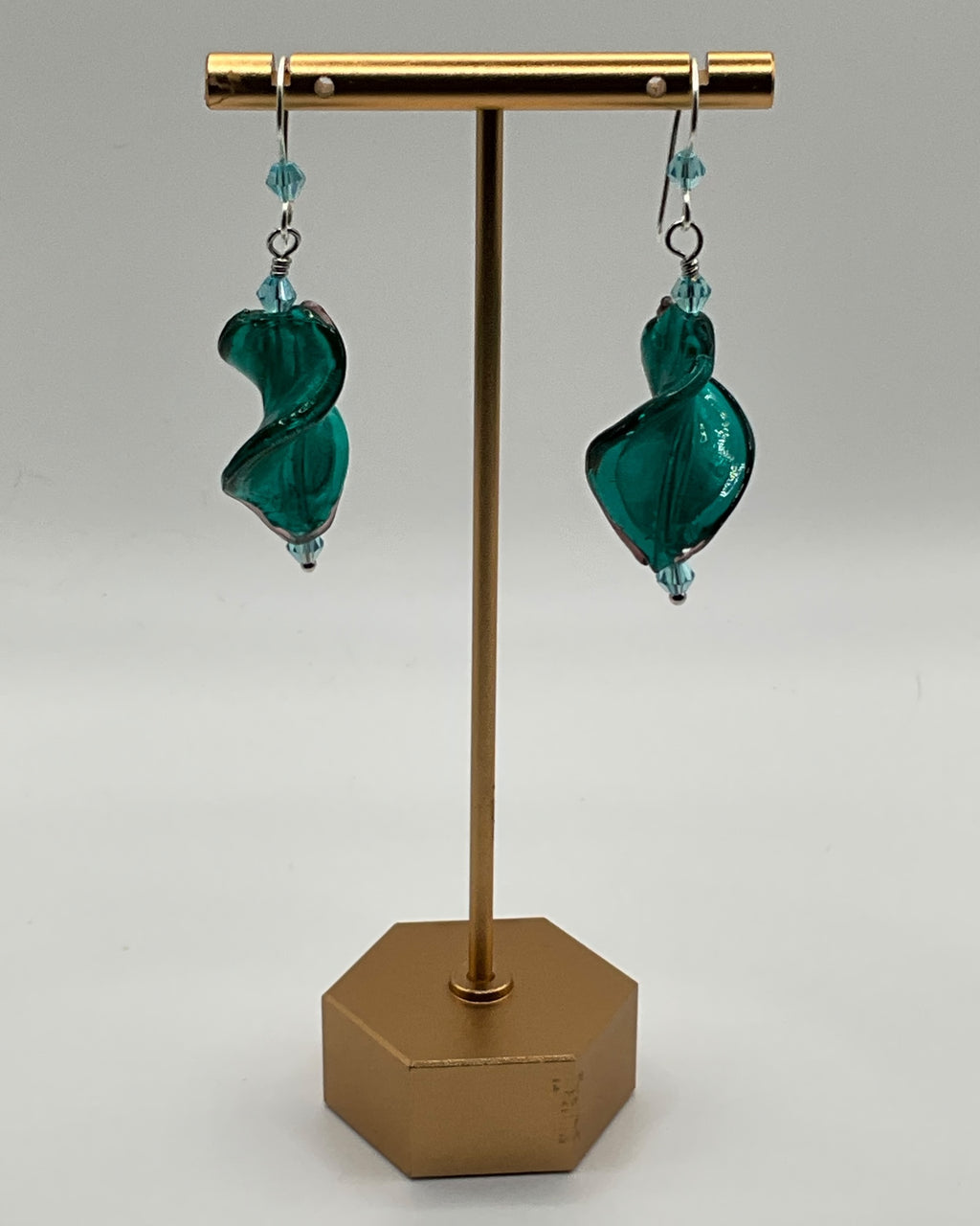 Teal Glass Casual Earrings