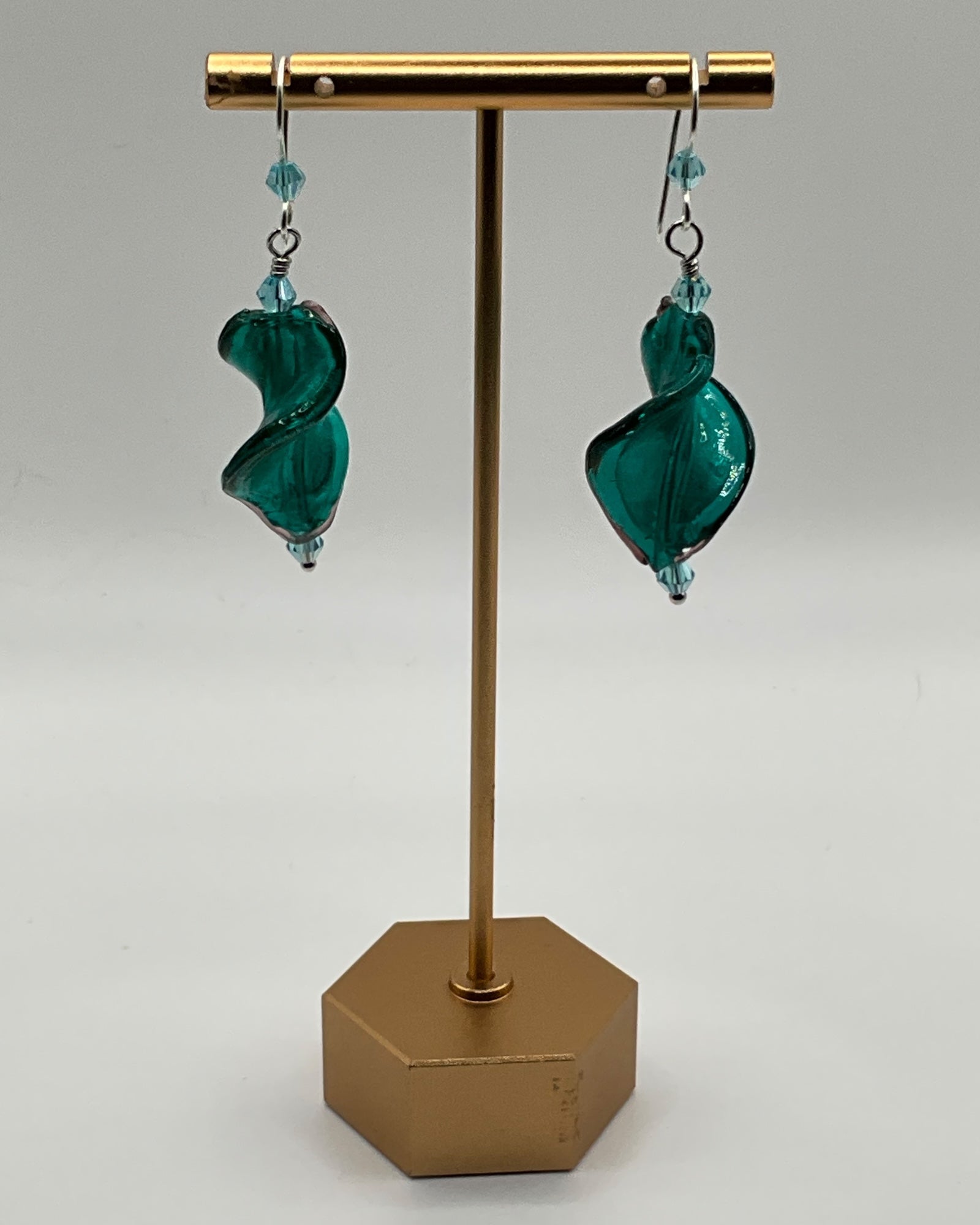 Teal Glass Casual Earrings
