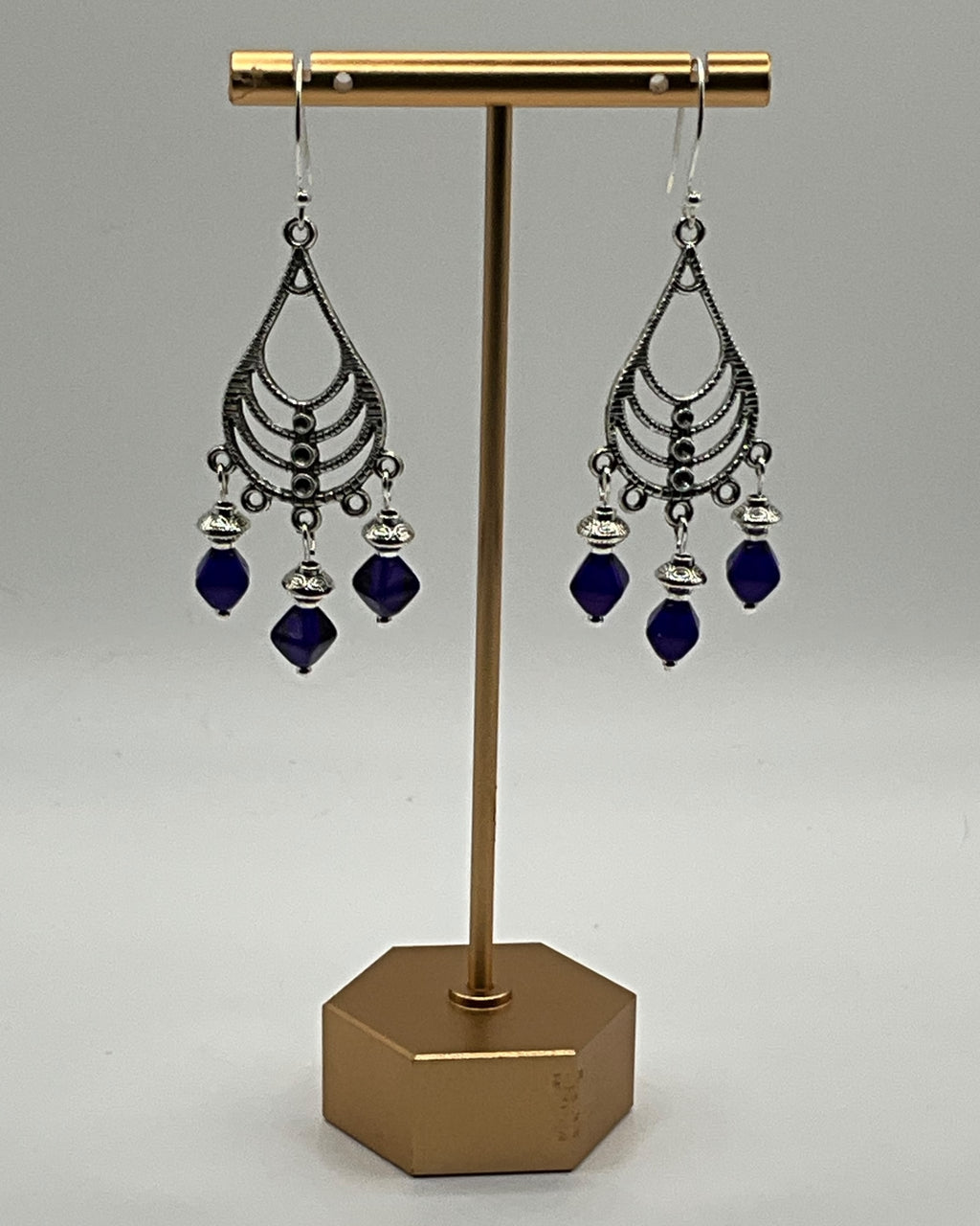 Royal Blue Sea Glass Casual Earrings