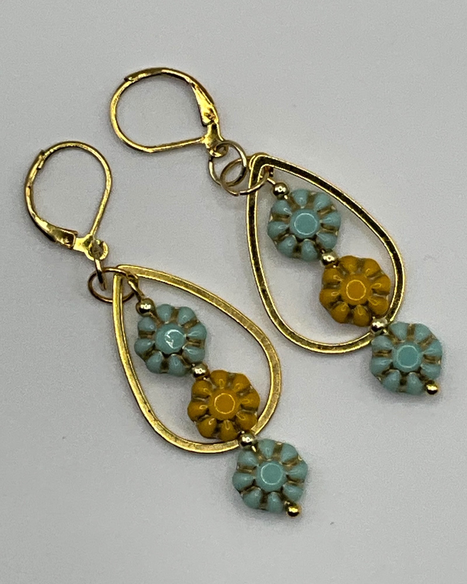 Czech Glass Flower Casual Earrings