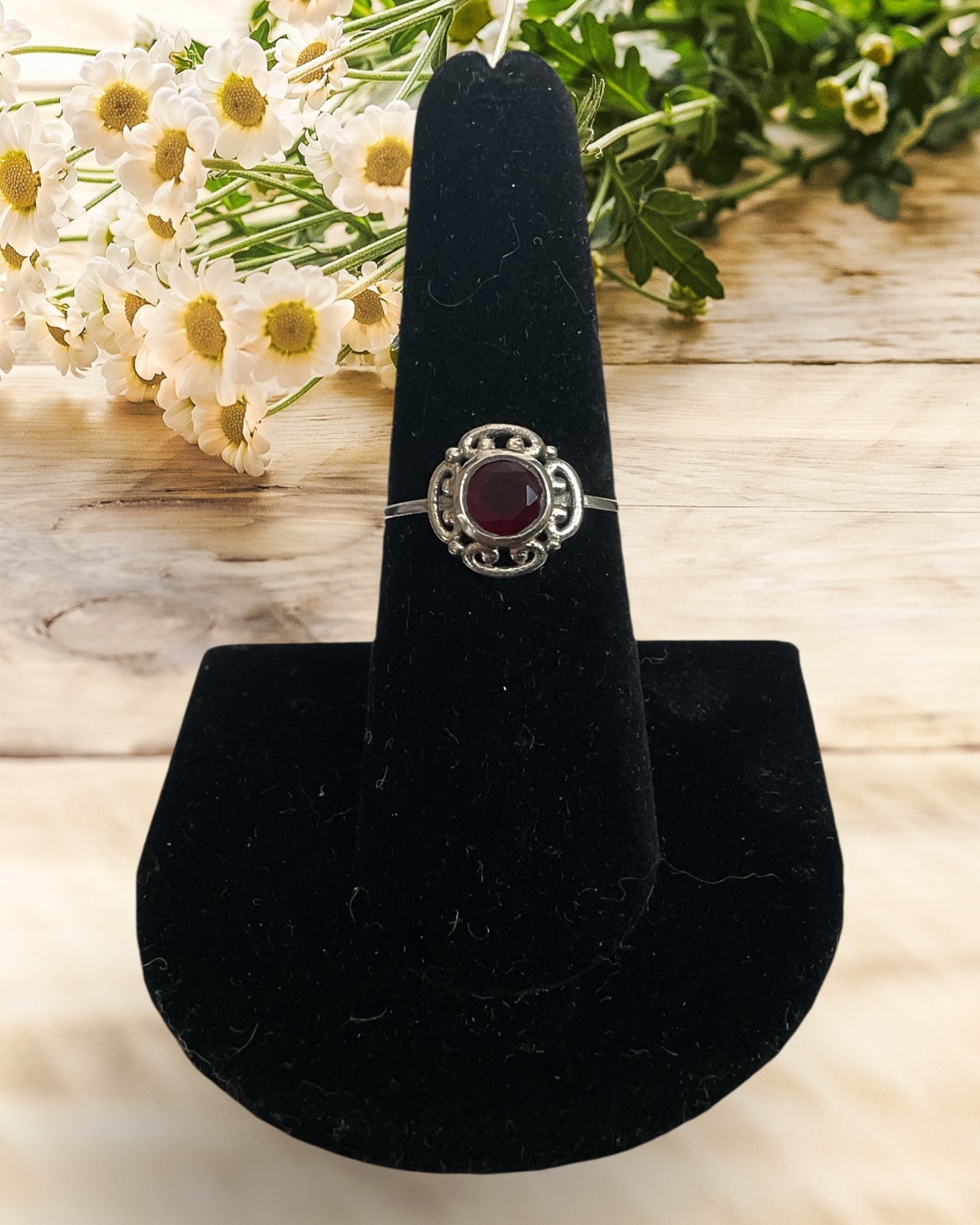 Bling Collection - Garnet Gemstone Ring (Sterling)