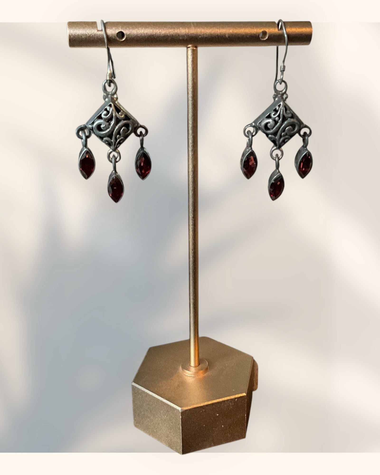 Bling Collection - Garnet Designer Earring (Sterling)