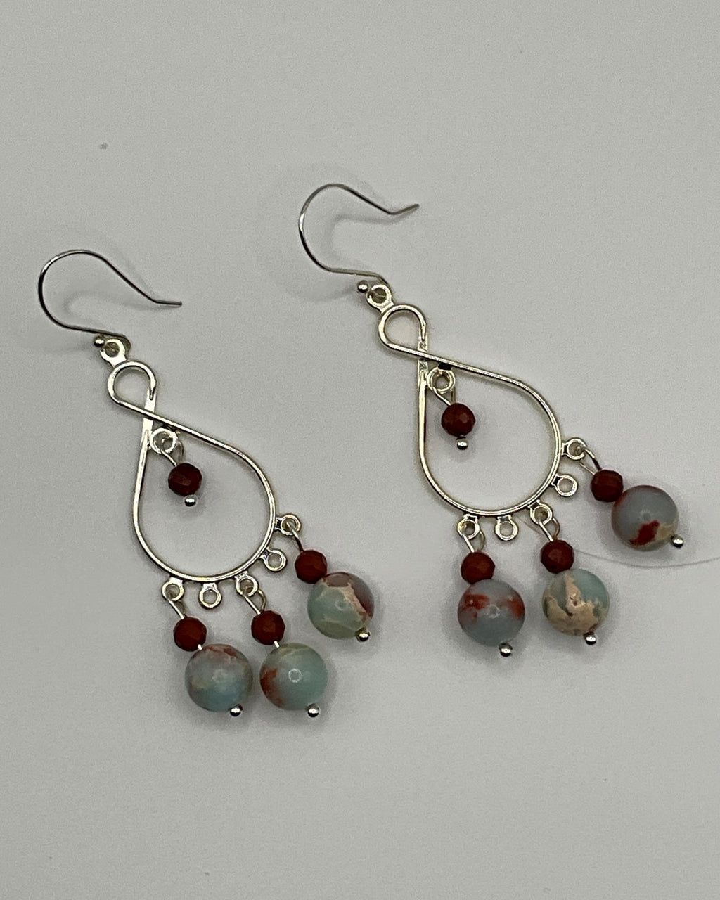 Red Orbicular Jasper Casual Earrings