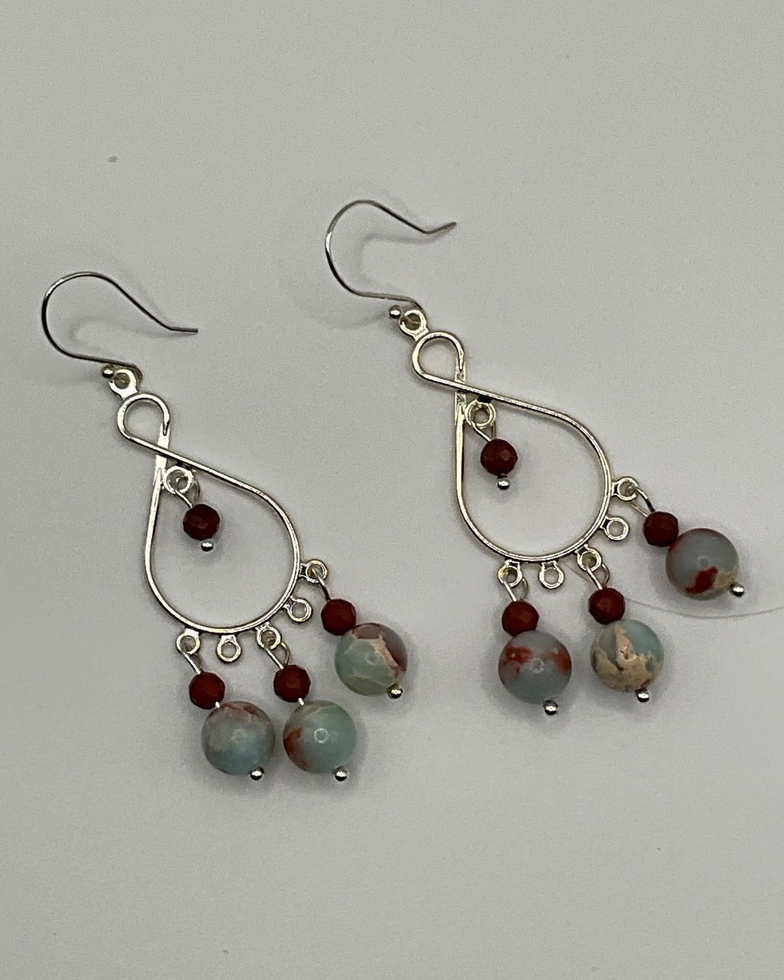 Red Orbicular Jasper Casual Earrings