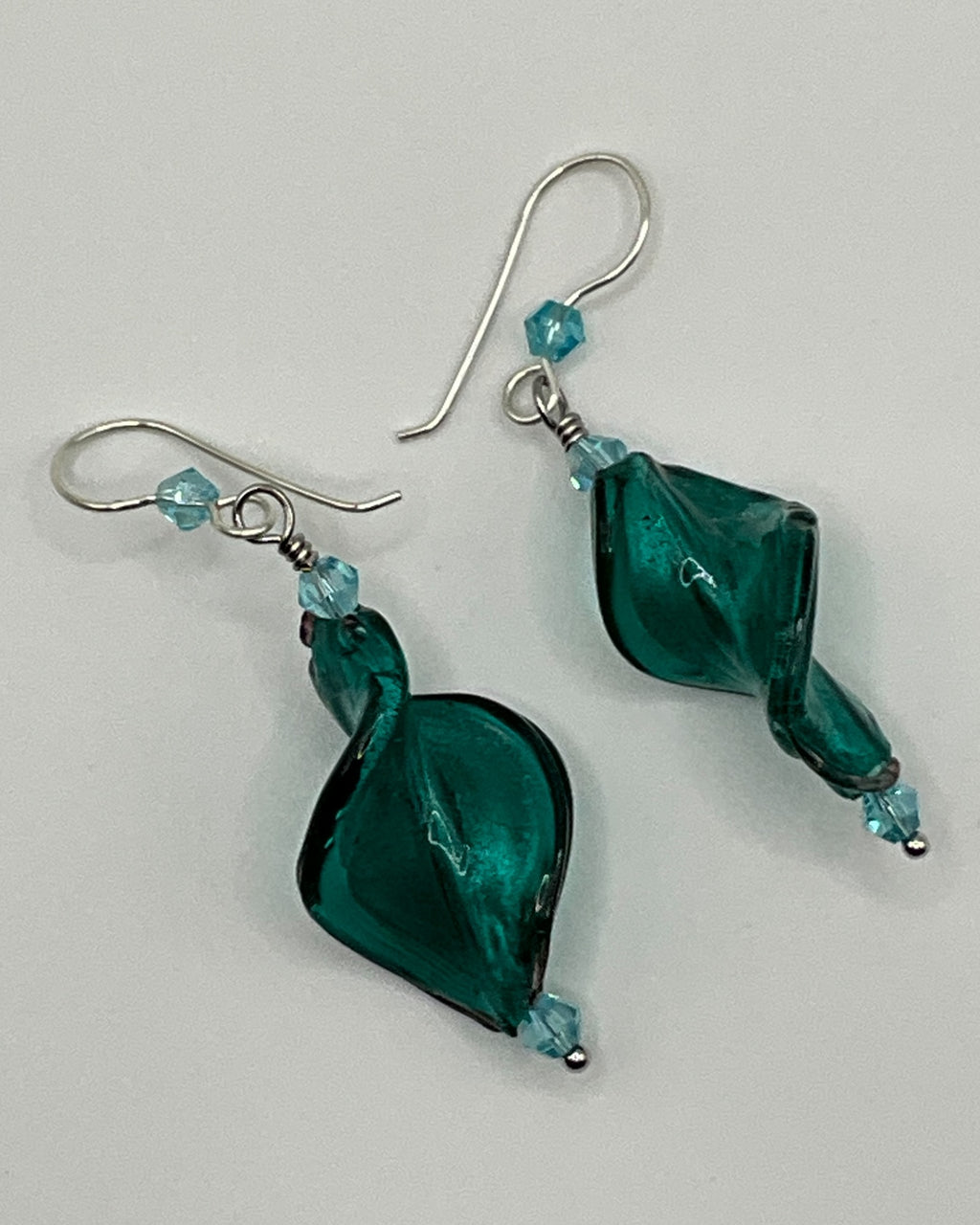 Teal Glass Casual Earrings