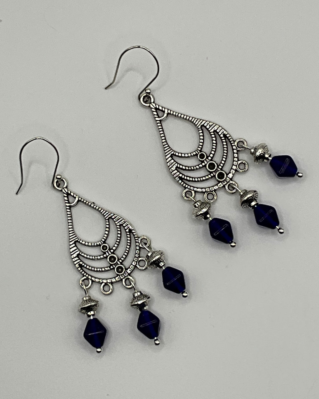 Royal Blue Sea Glass Casual Earrings