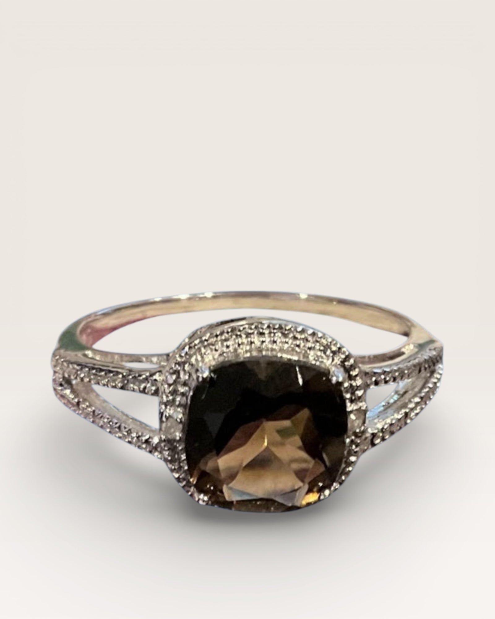 Bling Collection - Smoky Topaz Gemstone Ring (Sterling)