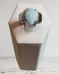 Bling Collection - Larimar & Pearl Gemstone Ring (Sterling)