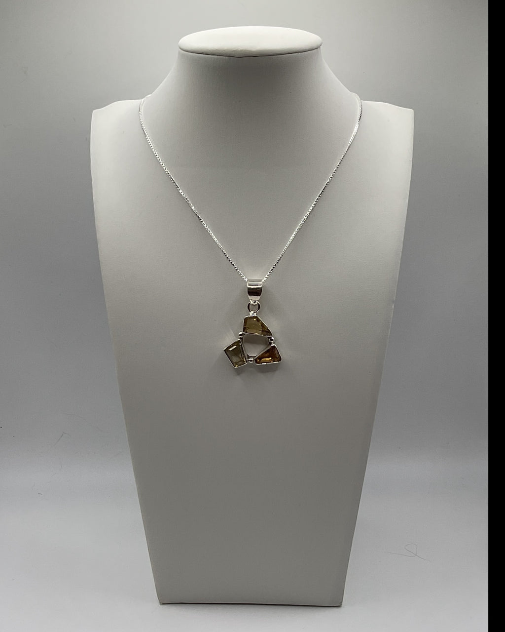 Bling Collection - Triple Citrine Dainty Necklace (Sterling)