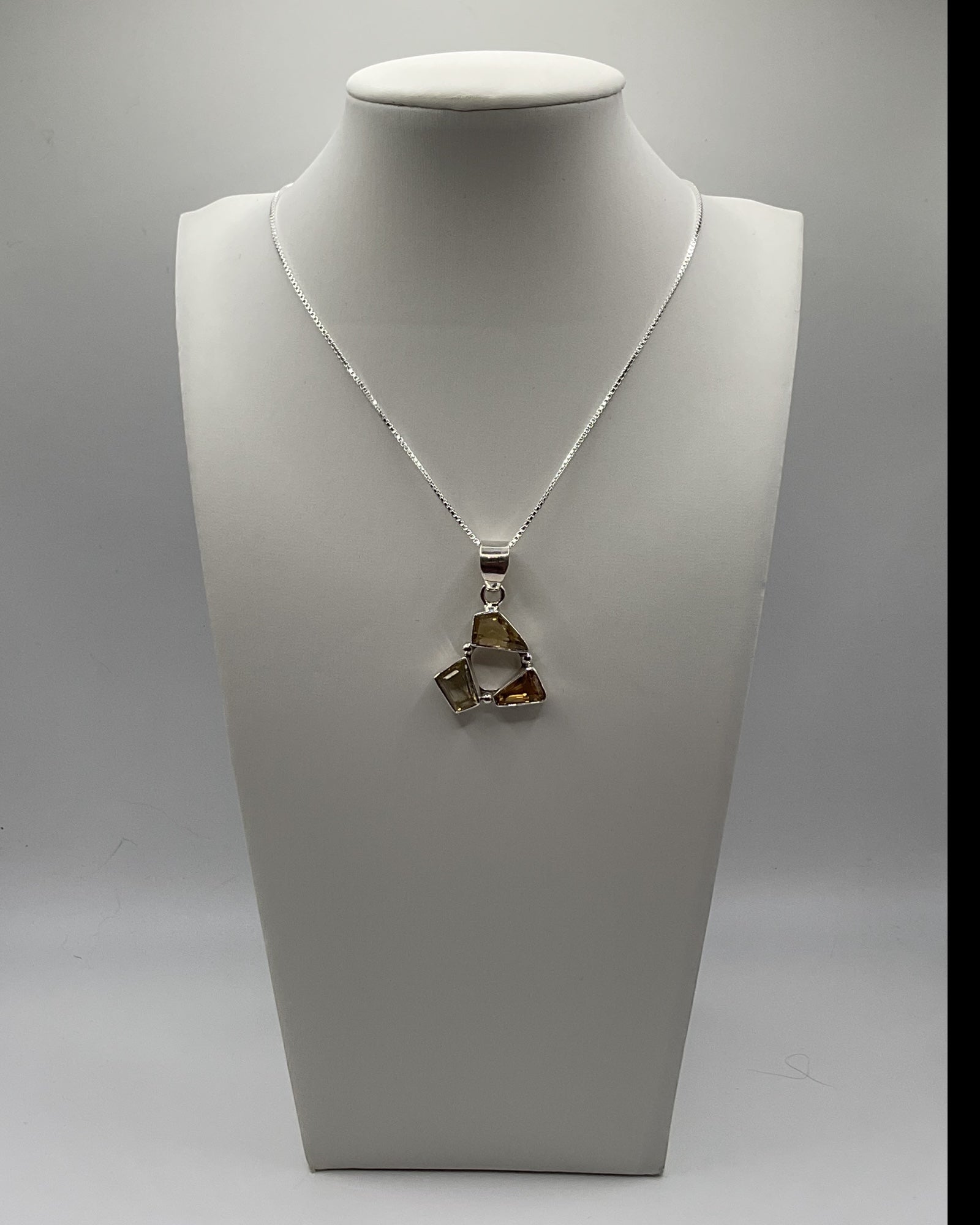 Bling Collection - Triple Citrine Dainty Necklace (Sterling)