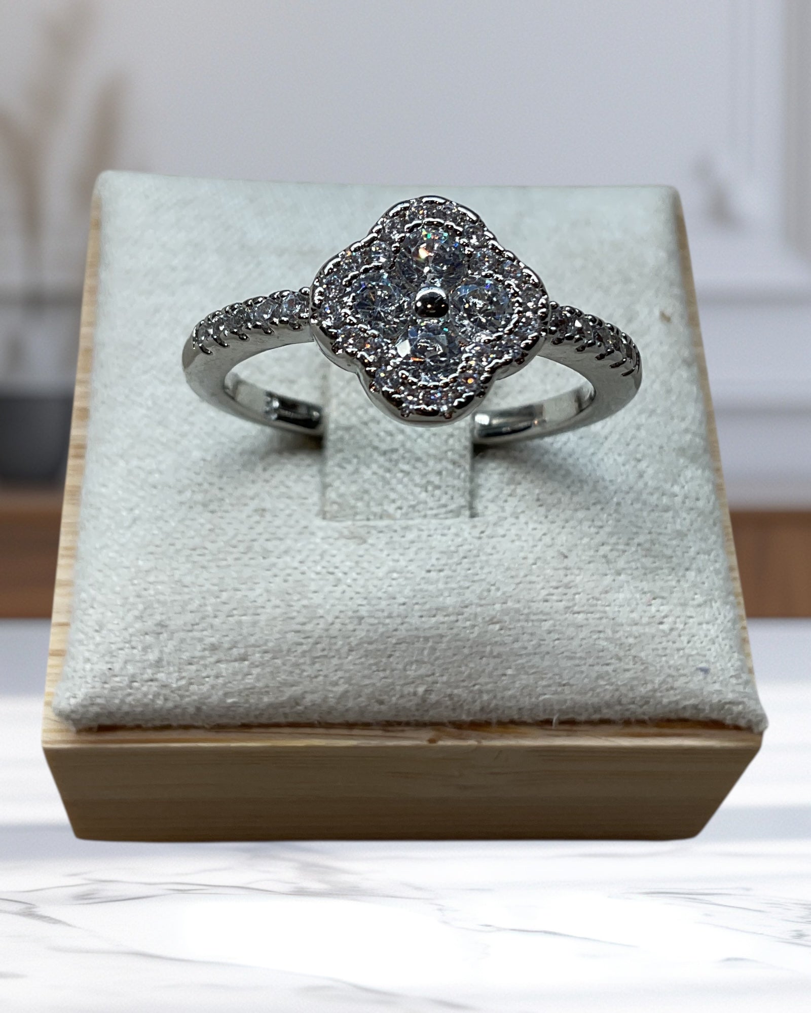 Bling Collection - Sterling Silver Clover Ring