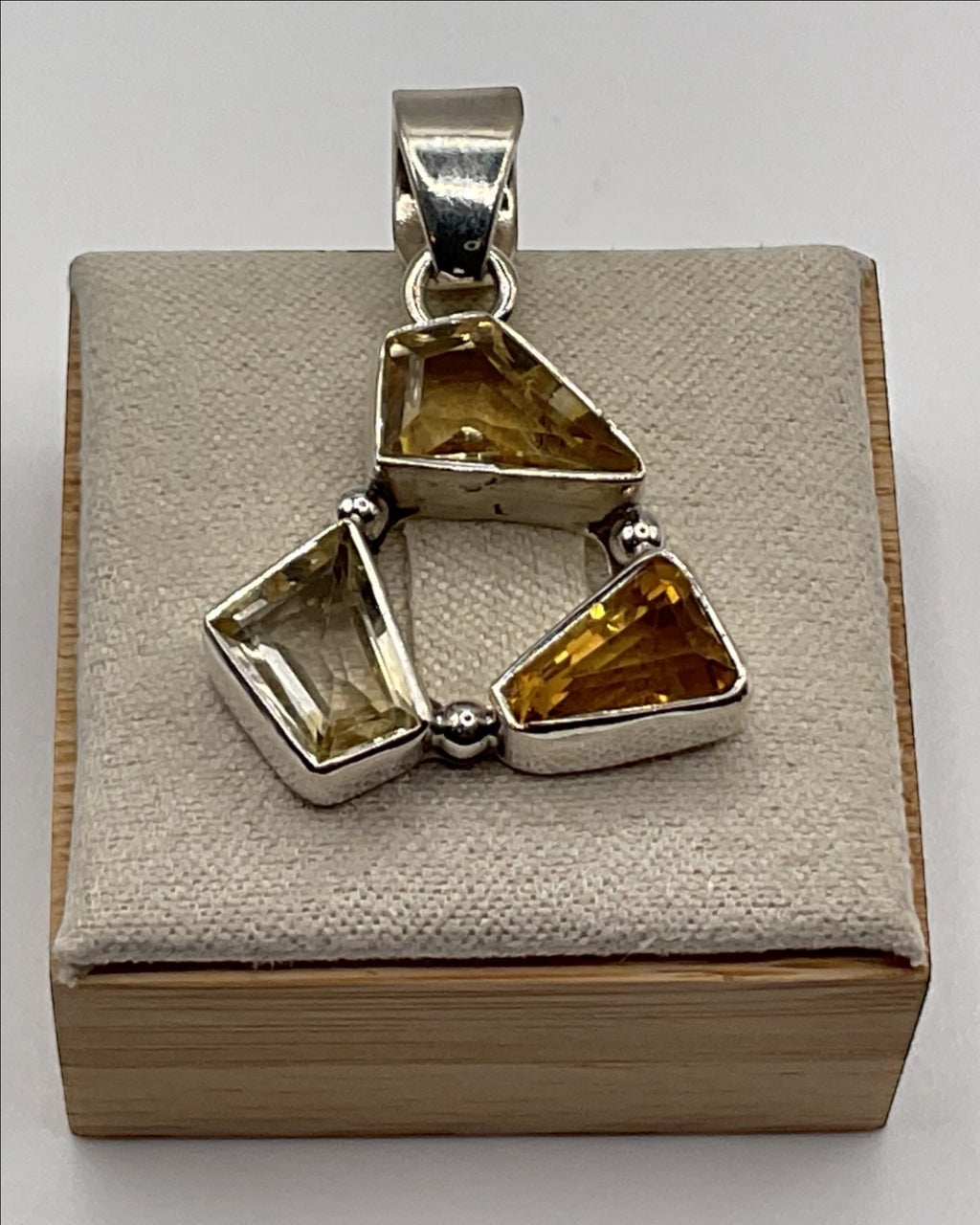 Bling Collection - Triple Citrine Dainty Necklace (Sterling)