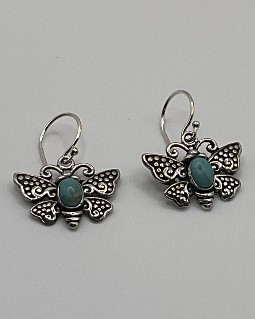 Bling Collection - Turquoise Inlay Butterfly Designer Earrings (Sterling)