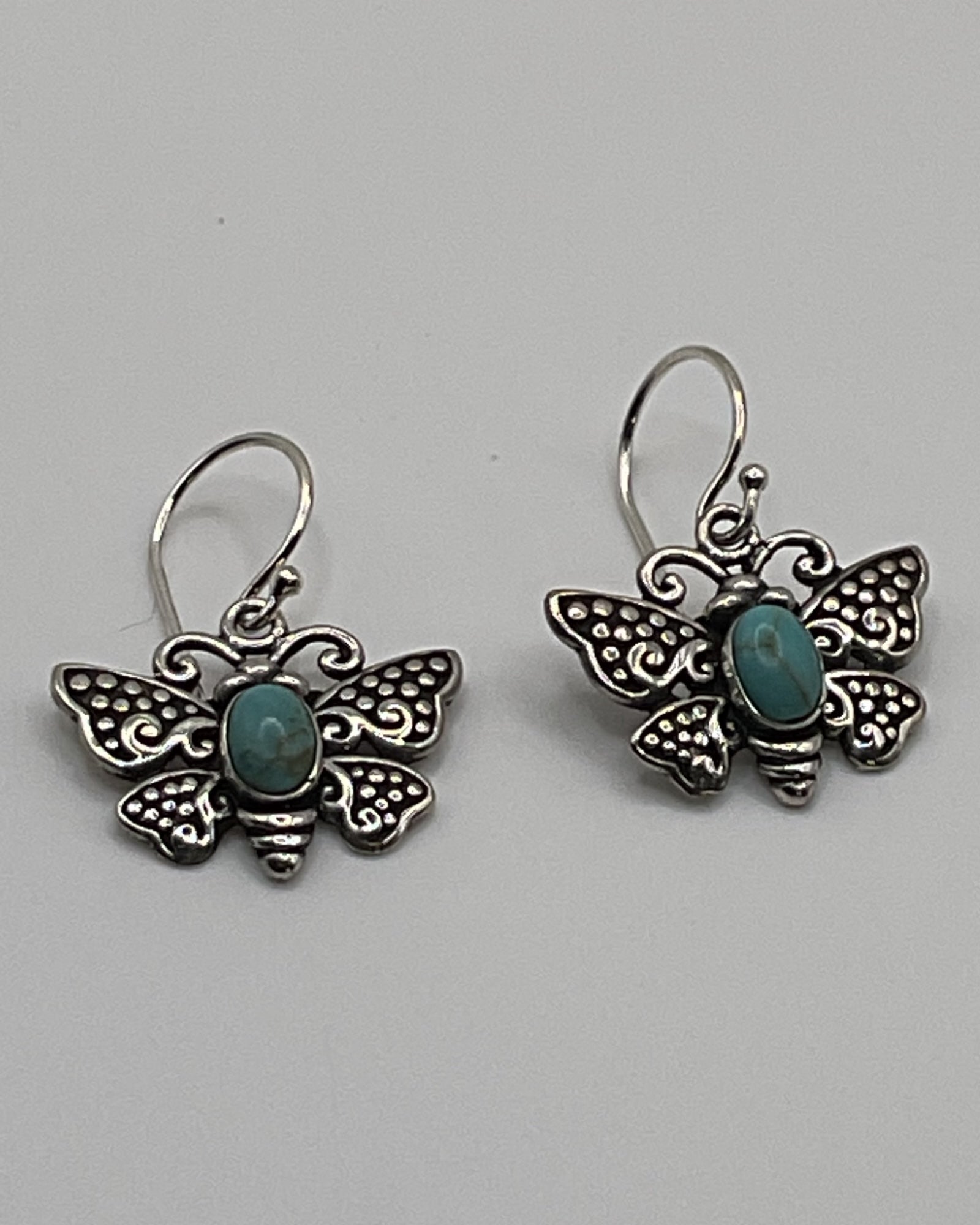 Bling Collection - Turquoise Inlay Butterfly Designer Earrings (Sterling)