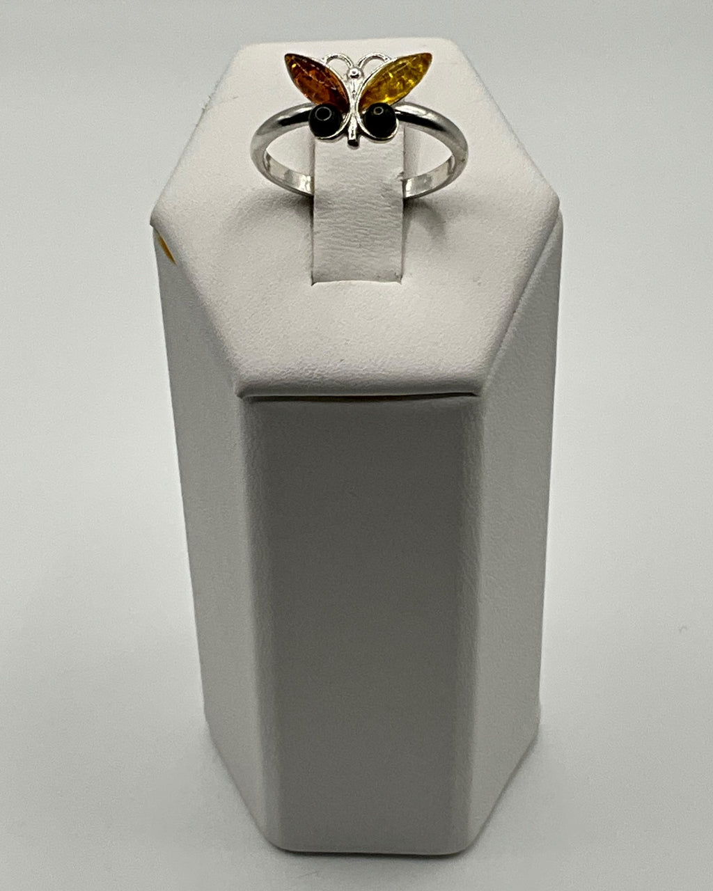 Bling Collection - Cognac & Cherry Amber Gemstone Ring (Sterling)