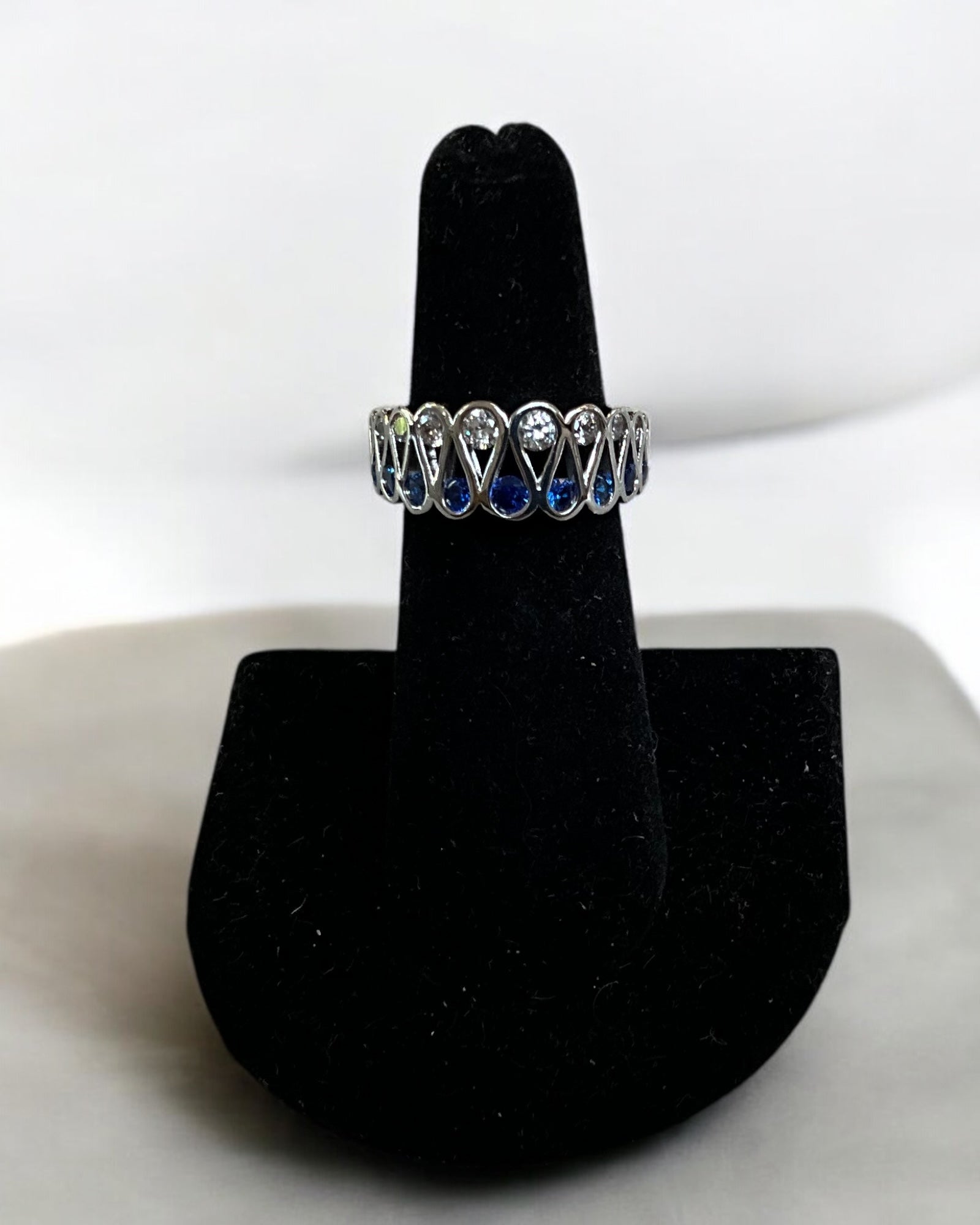 Bling Collection - Blue Sapphire Gemstone Ring (Cubic Zirconia) (Sterling)