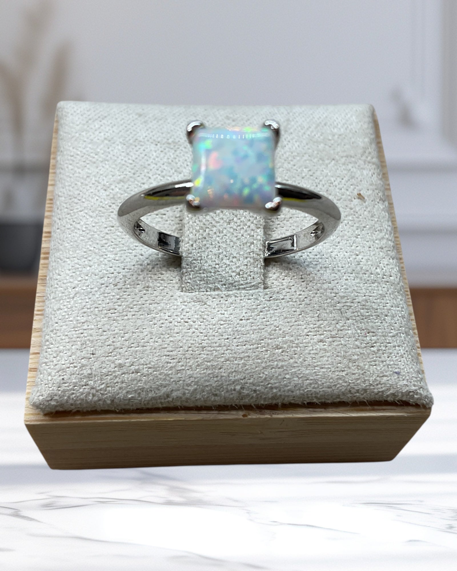 Bling Collection - Lab Opal Gemstone Ring (Sterling)