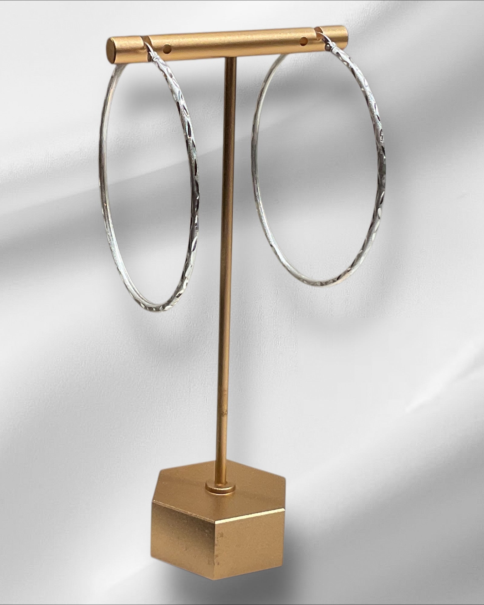 Bling Collection - Silver Hoop Designer Earrings (Sterling)