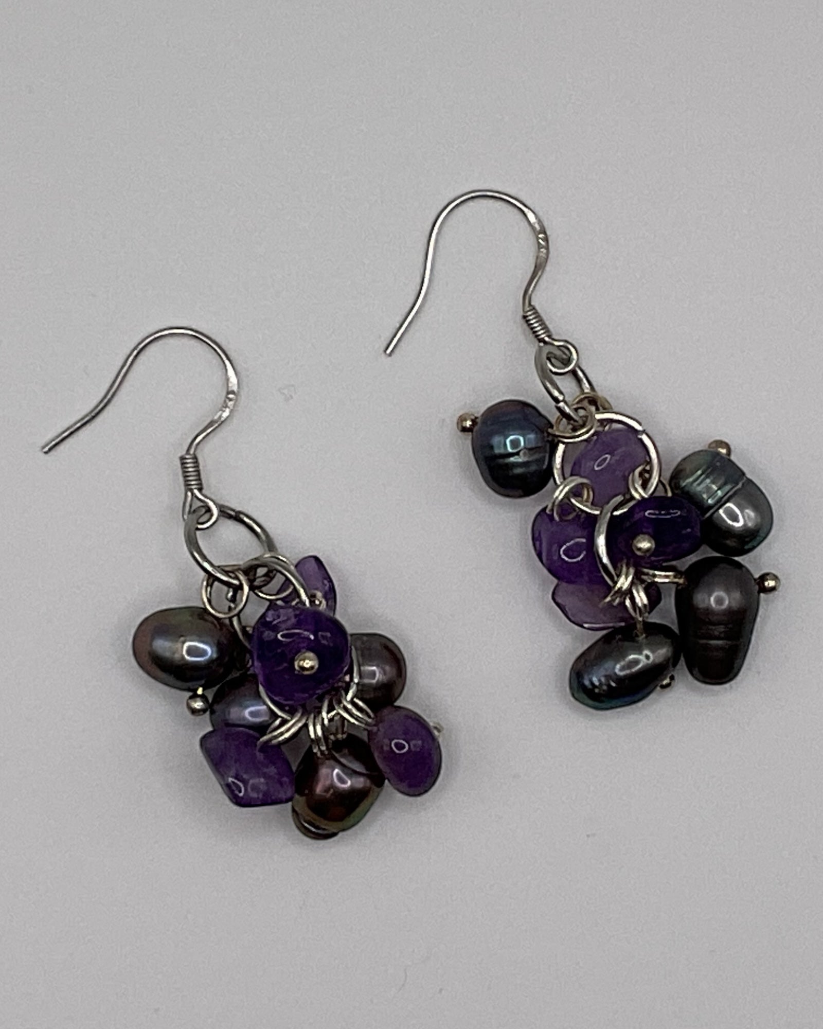 Bling Collection - Pearls & Amethyst Designer Earring (Sterling)