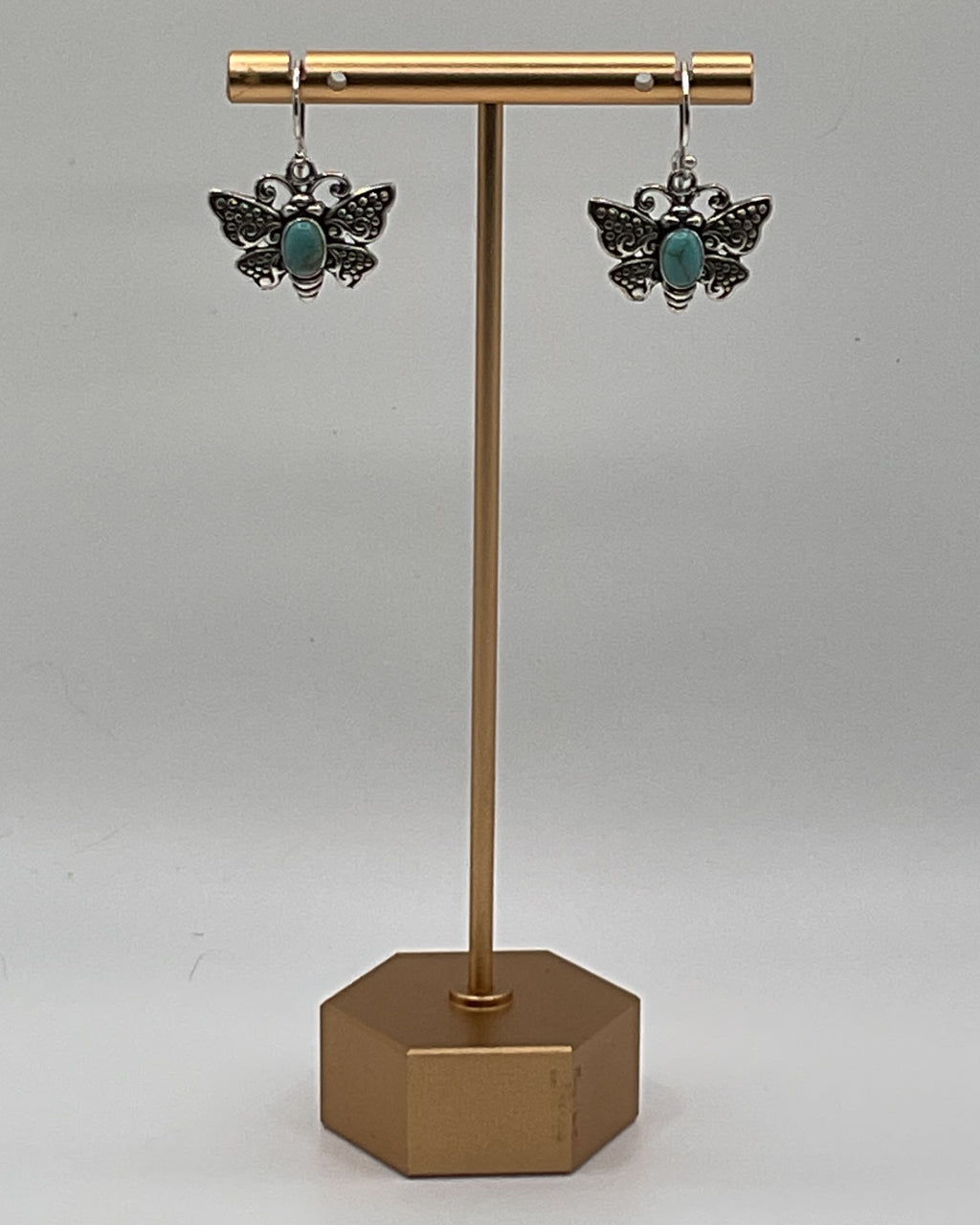 Bling Collection - Turquoise Inlay Butterfly Designer Earrings (Sterling)