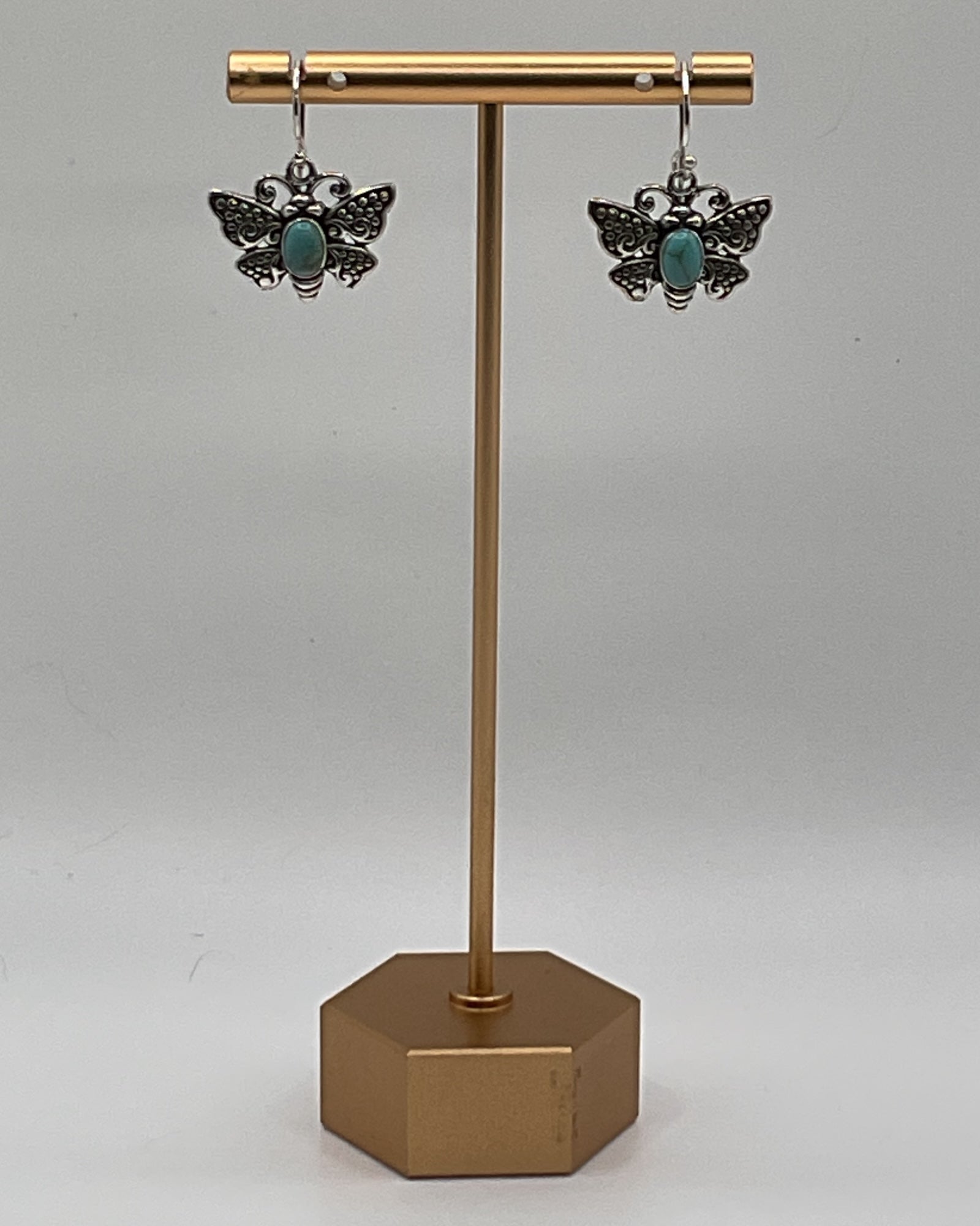 Bling Collection - Turquoise Inlay Butterfly Designer Earrings (Sterling)