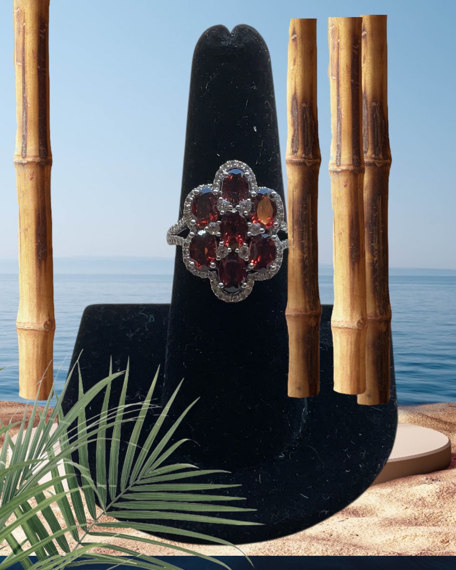 Bling Collection - Garnet Gemstone Ring (Sterling)