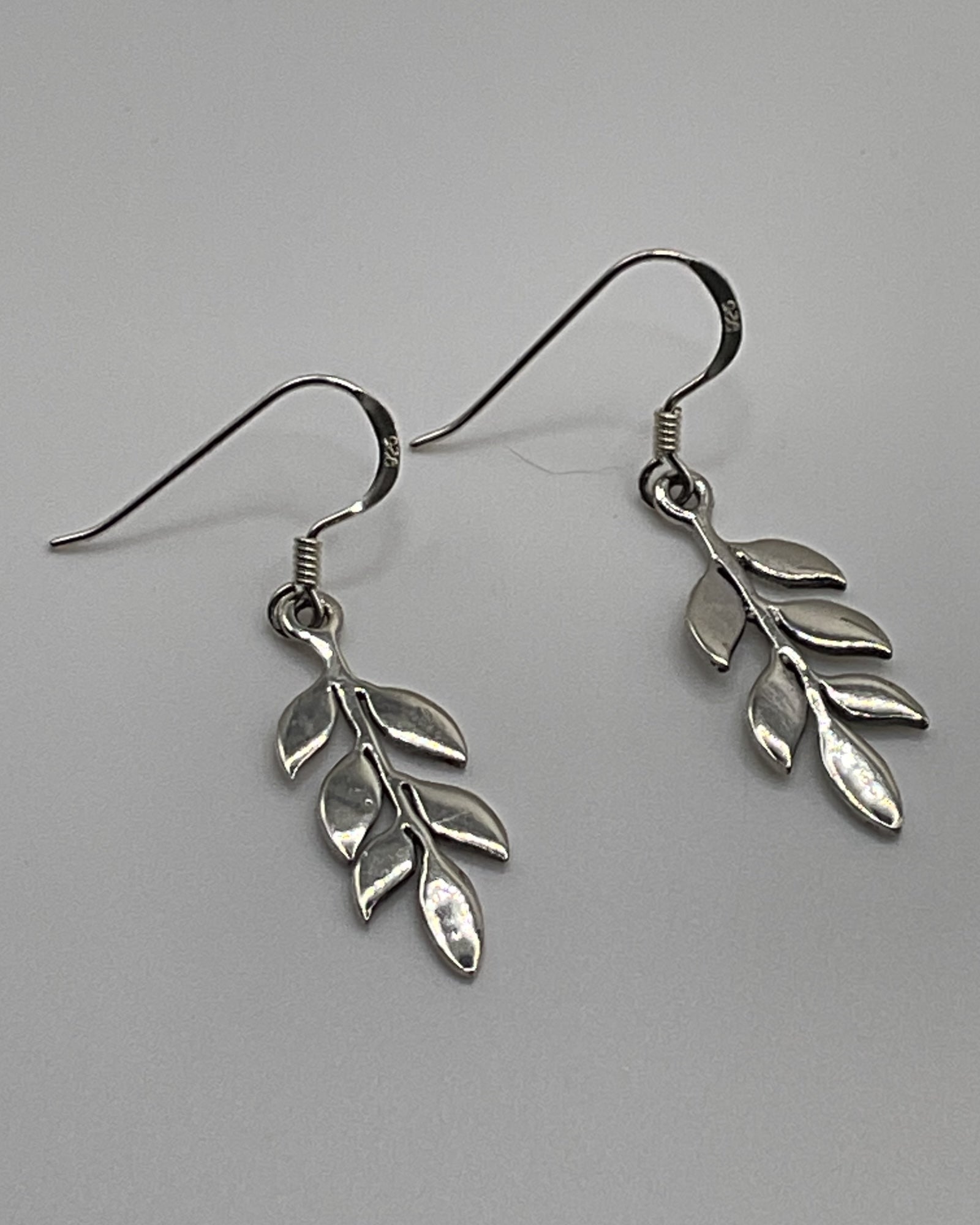 Bling Collection - Leaf Dangle Designer Earrings (Sterling)