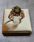 Blue-Green Flower Wire Wrapped Ring (Size 7)