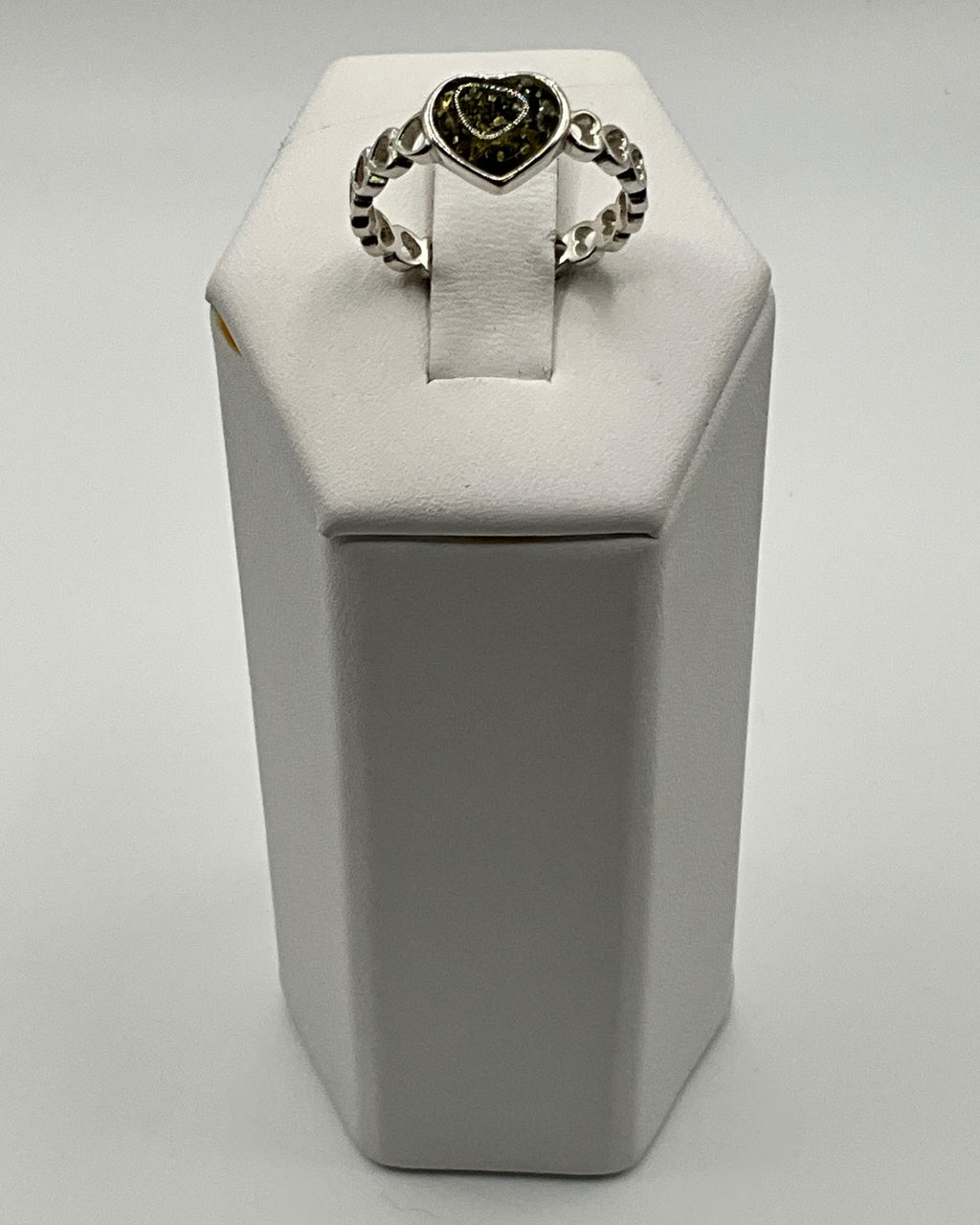 Bling Collection - Green Amber Gemstone Ring (Sterling)