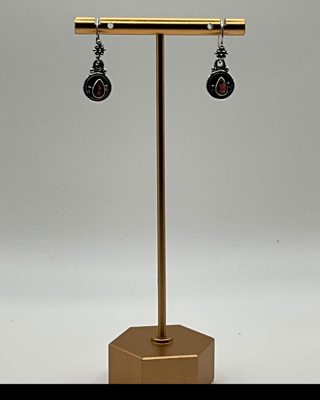 Bling Collection - Garnet Designer Earring - (Sterling)