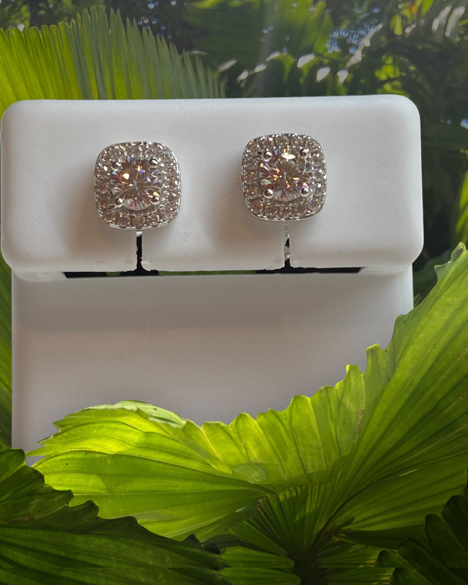 Bling Collection - Moissanite Stud Designer Earrings (Sterling)