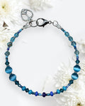 Blue & Teal Cat's Eye Glass Dainty Bracelet
