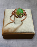 Green Crackle Bead Wire Wrapped Ring (Size 8)