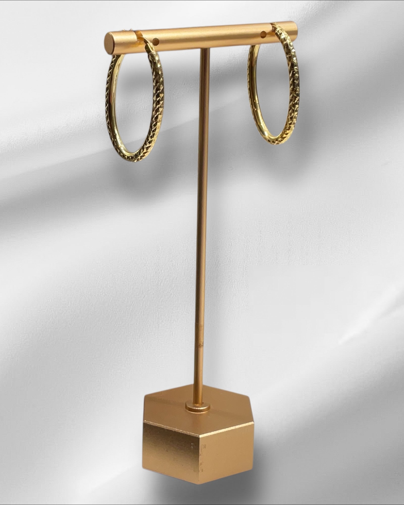 Bling Collection - Gold Oval Hoop Designer Earrings (Sterling)