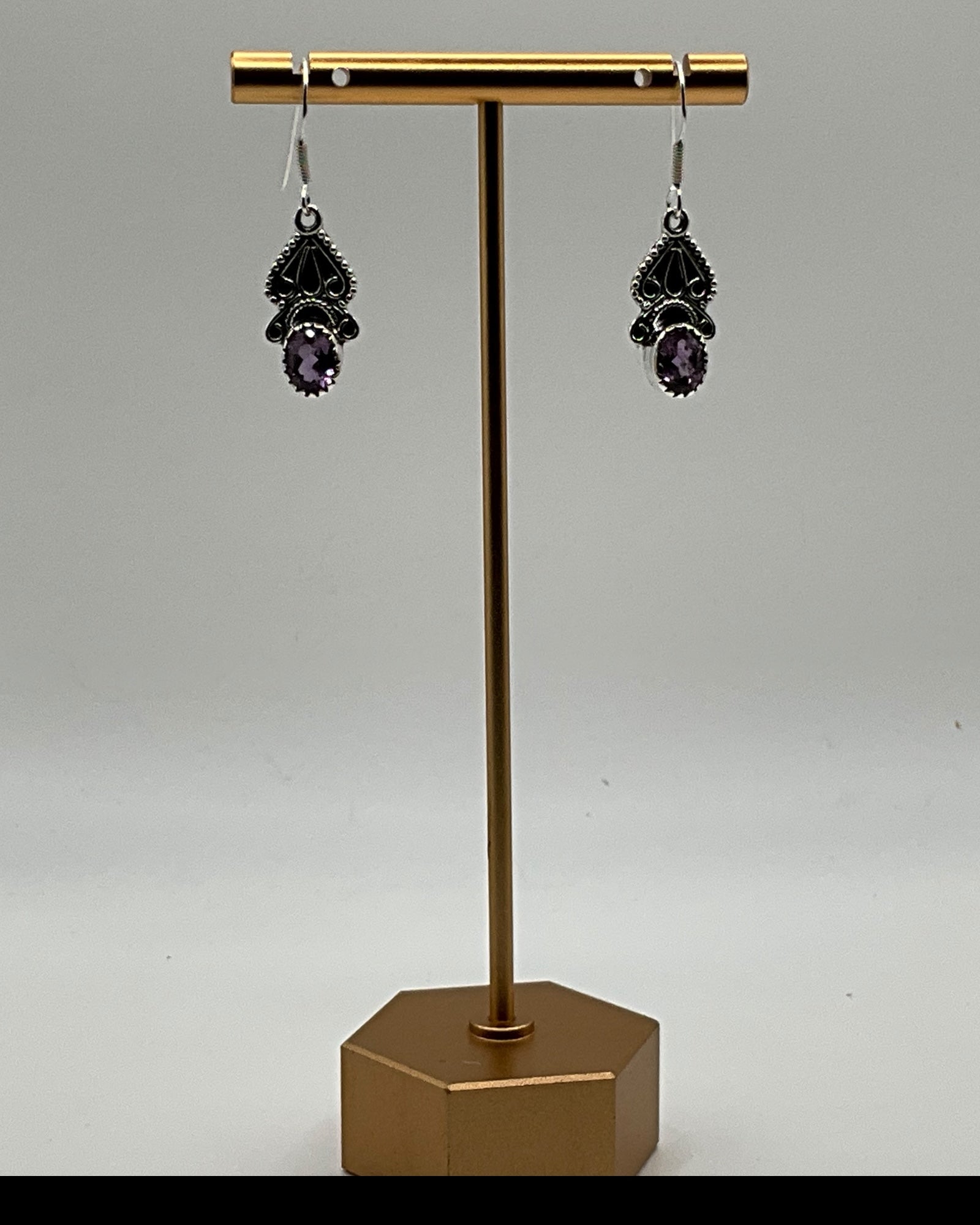 Bling Collection - Amethyst Designer Earring - (Sterling)