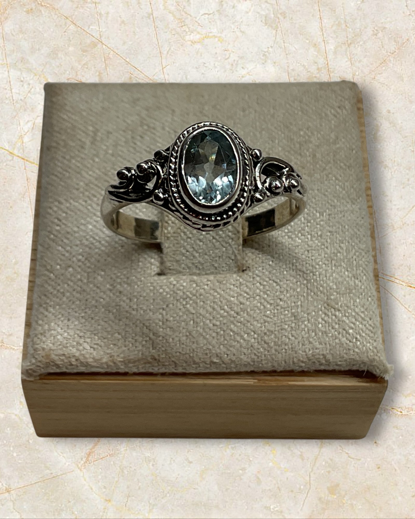 Bling Collection - Blue Topaz Gemstone Ring (Sterling)