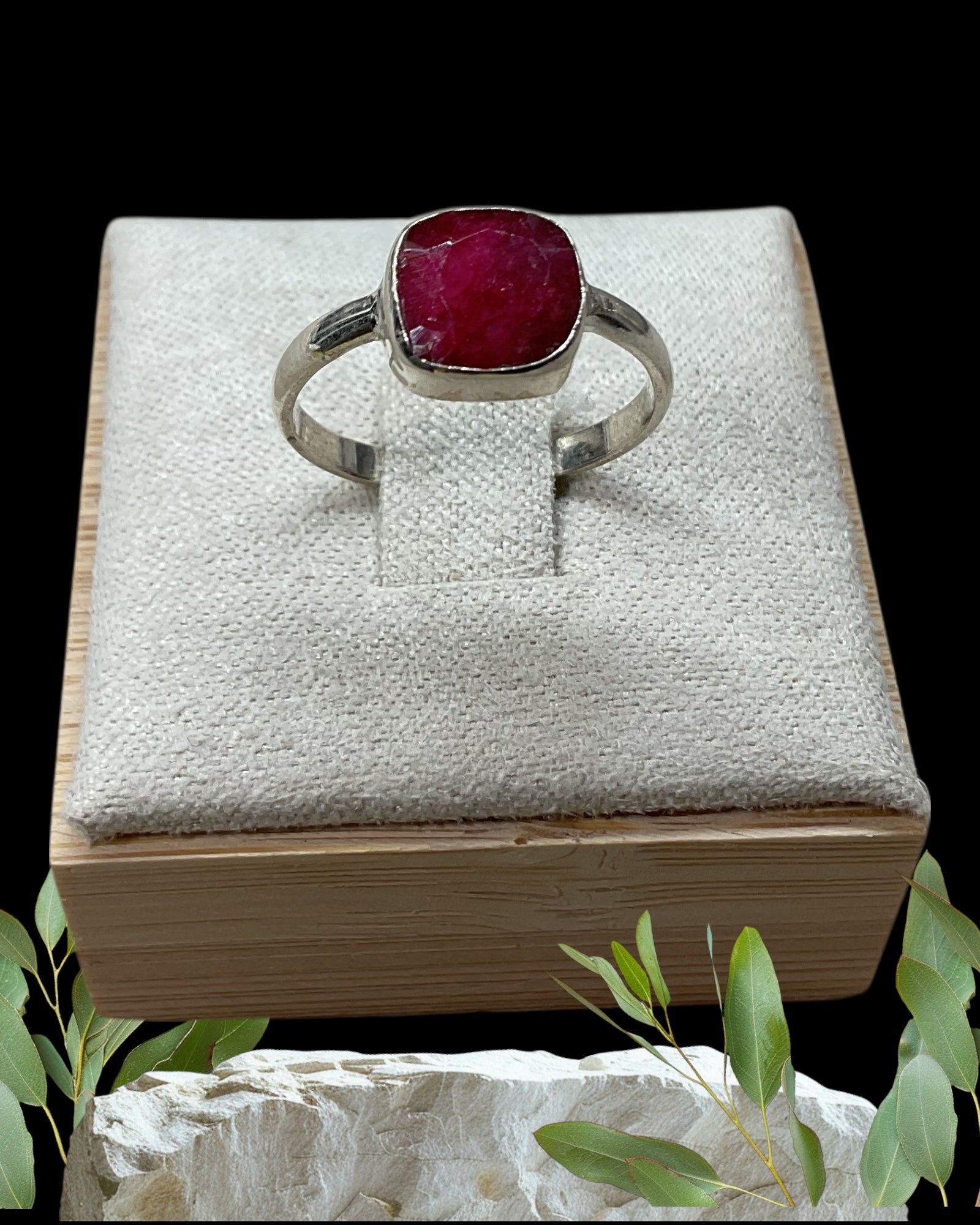Bling Collection - Ruby Gemstone Ring (Sterling)