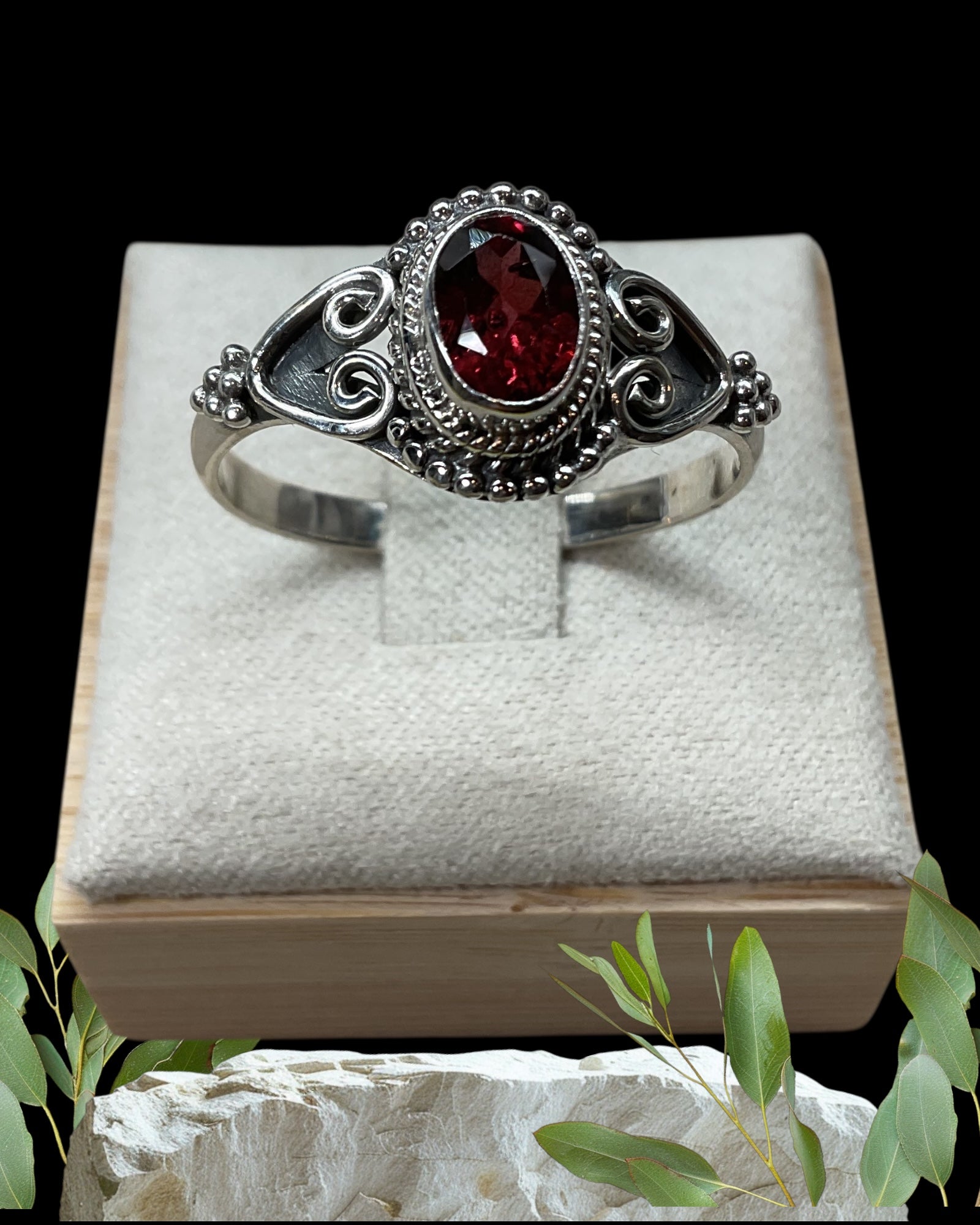 Bling Collection - Garnet Gemstone Ring (Sterling)