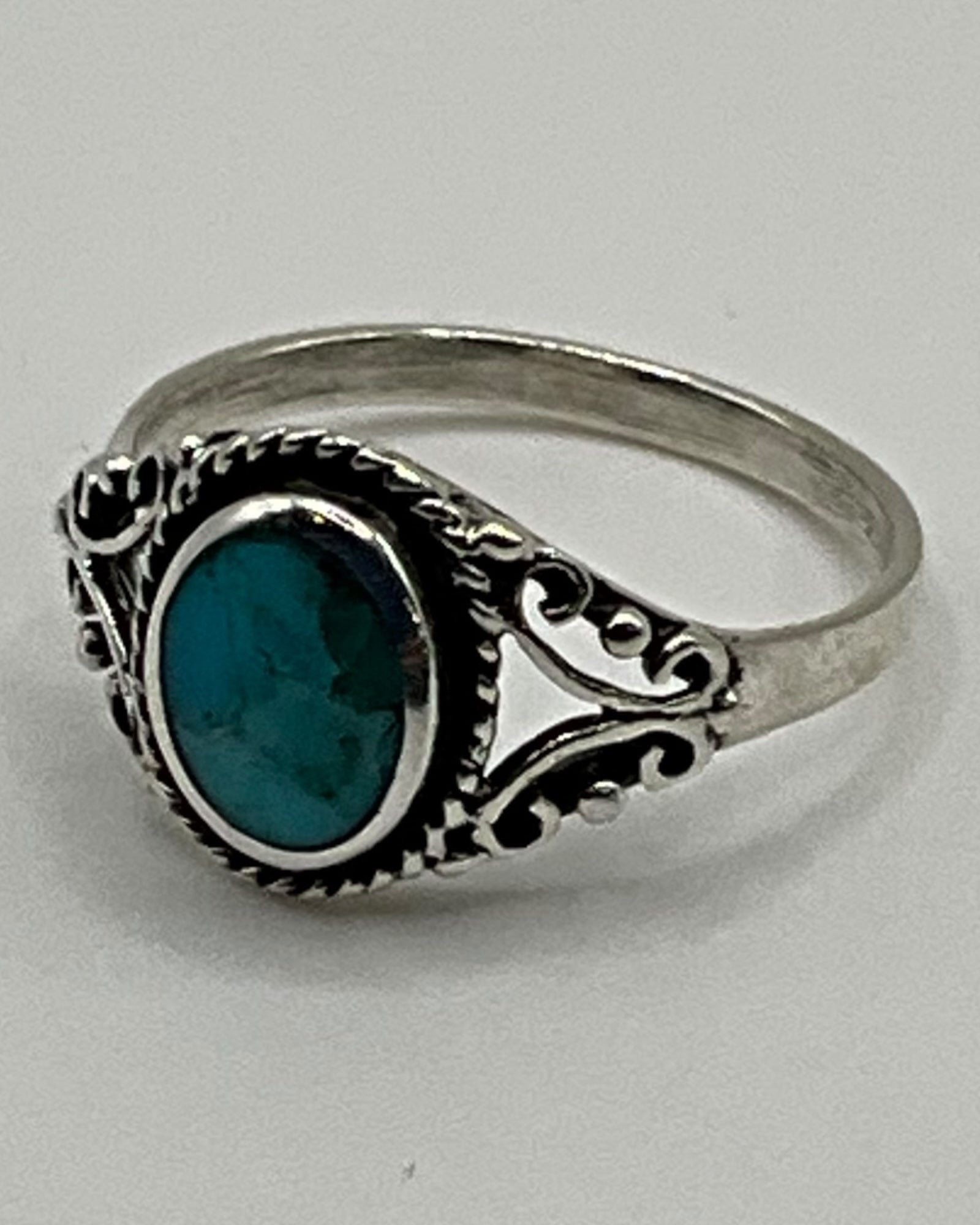 Bling Collection - Kingman Mohave Turquoise Gemstone Ring (Sterling)